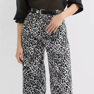 LOFT Monochrome Animal Print Wide Leg Pants